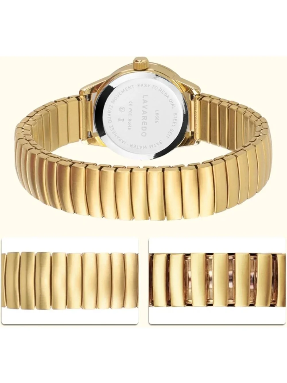Elegant Gold Watch for Women - Small Wrist, Stainless Steel Expansion Band